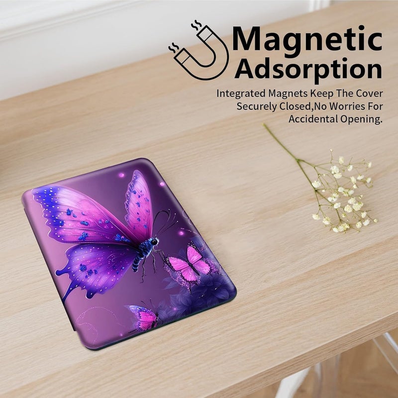 Mxfdegf for Amazon Kindle Fire Max 11 Case (13th Generation, 2023 Release) 11", 360 Degree Swiveling Stand Protective Cover with Auto Sleep/Wake,for All-New Fire 11 Max Tablet,Blue Pink Butterfly - Image 3