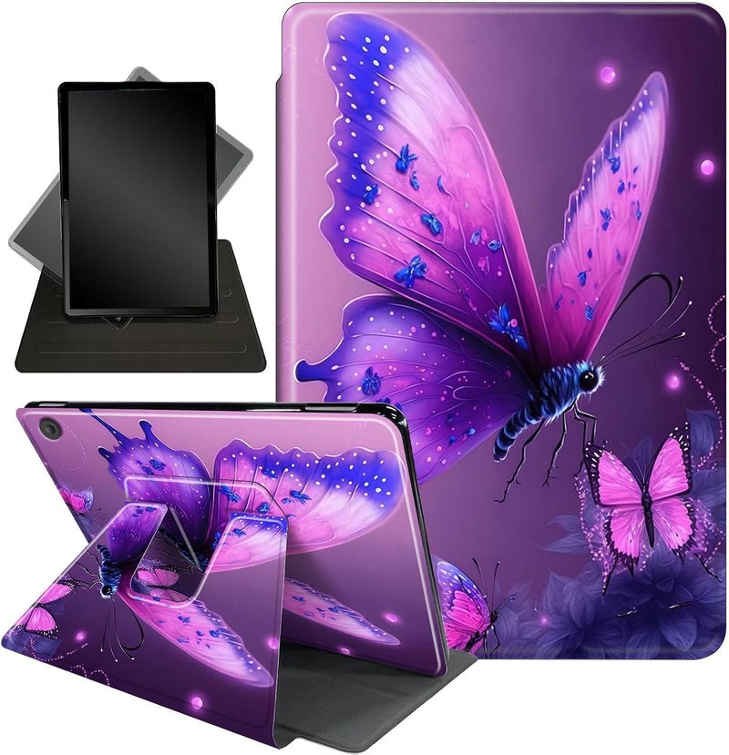 Mxfdegf for Amazon Kindle Fire Max 11 Case (13th Generation, 2023 Release) 11", 360 Degree Swiveling Stand Protective Cover with Auto Sleep/Wake,for All-New Fire 11 Max Tablet,Blue Pink Butterfly - Image 1
