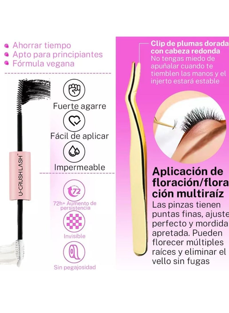 GUDOO Premium 10D 20D Cluster Eyelash Extensions 8 to 12mm with Bond and Seal Adhesives Gentle Remover and Precision Tweezers Professional DIY Lash Kit for Natural Long-Lasting Volume - Image 4