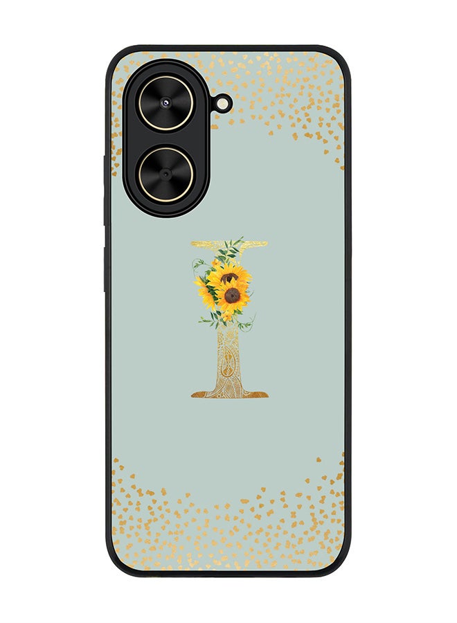 Stylizedd For Xiaomi Poco C71 / Redmi A5 4G Case,Slim fit Camera Protection, Shockproof Thin Phone cover  - Custom Floral Monogram - I  (Light Grey )