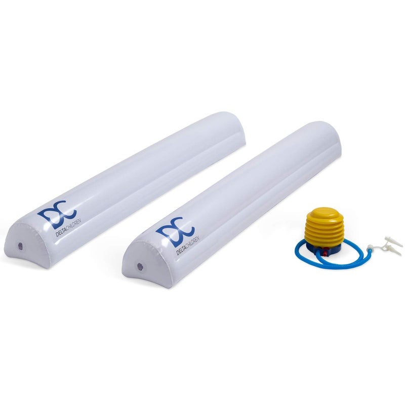 Delta Children Inflatable Bed Rails for Toddlers & Kids with Foot Pump (2 Pack) - Leak-Proof Portable Guardrails Great for Travel or at Home, White - Image 1