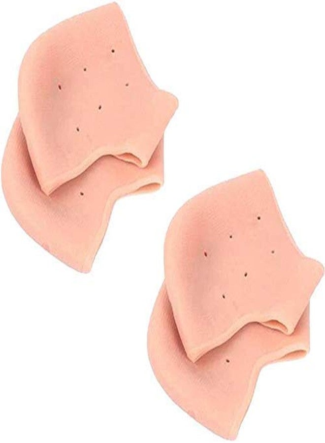 crispy Silicone Gel Heel Pad Socks Pair for Pain Relief for Men and Women (Beige; Free Size) - Image 1