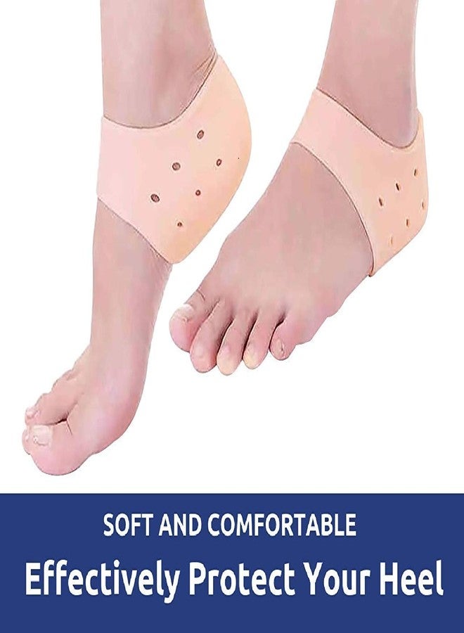 crispy Silicone Gel Heel Pad Socks Pair for Pain Relief for Men and Women (Beige; Free Size) - Image 2