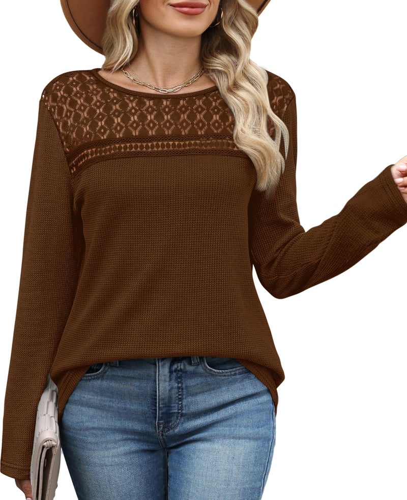 WIHOLL Long Sleeve Shirts for Women Womens Fall Fashion 2026 Valentines Day Sweaters Maternity Clothes Boat Neck Long Sleeve Tops Trendy Cute Dressy Casual Teacher School Outfits Coffee M - Image 3