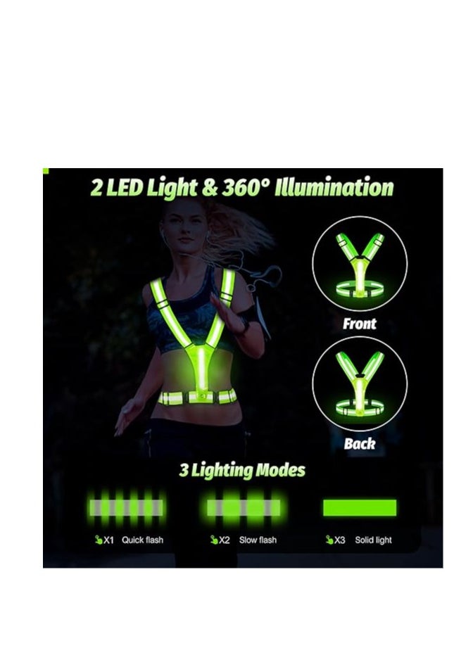 Beauenty - LED Reflective Running Vest - light up Running vest with 3 Light Mode, Reflective Vest u0026 Running Lights for Runners, Rechargeable Night Running Gear - Reflective Belt Safety Vest for Women Men - Image 1