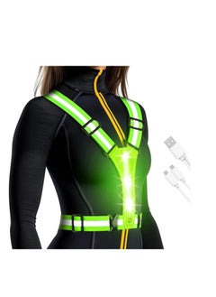 LED Reflective Running Vest - light up Running vest with 3 Light Mode, Reflective Vest u0026 Running Lights for Runners, Rechargeable Night Running Gear - Reflective Belt Safety Vest for Women Men
