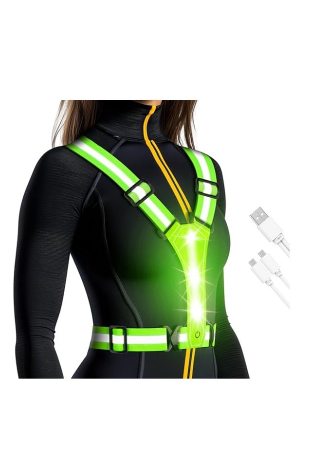 Beauenty - LED Reflective Running Vest - light up Running vest with 3 Light Mode, Reflective Vest u0026 Running Lights for Runners, Rechargeable Night Running Gear - Reflective Belt Safety Vest for Women Men - Image 1