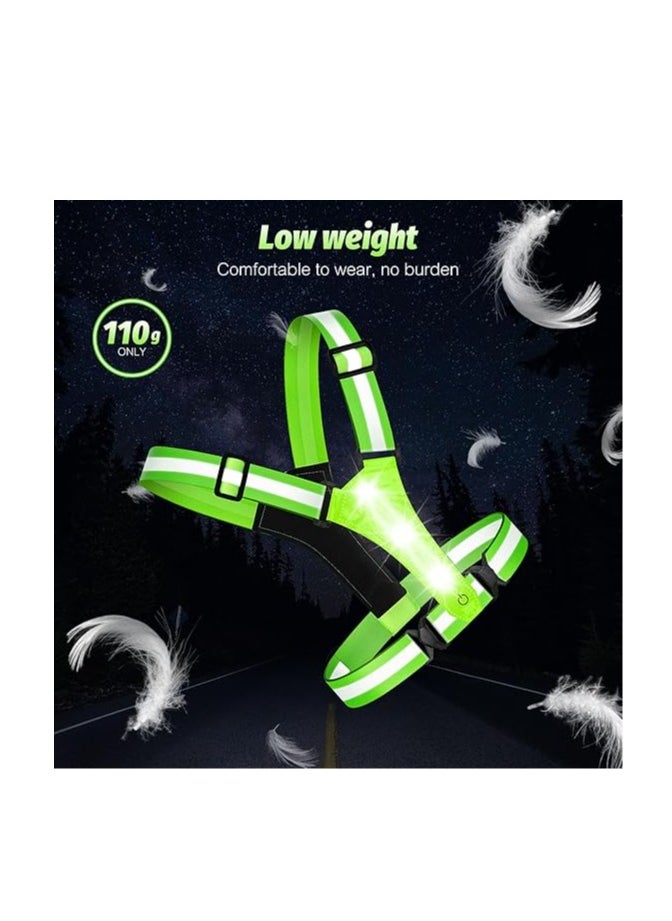 Beauenty - LED Reflective Running Vest - light up Running vest with 3 Light Mode, Reflective Vest u0026 Running Lights for Runners, Rechargeable Night Running Gear - Reflective Belt Safety Vest for Women Men - Image 1
