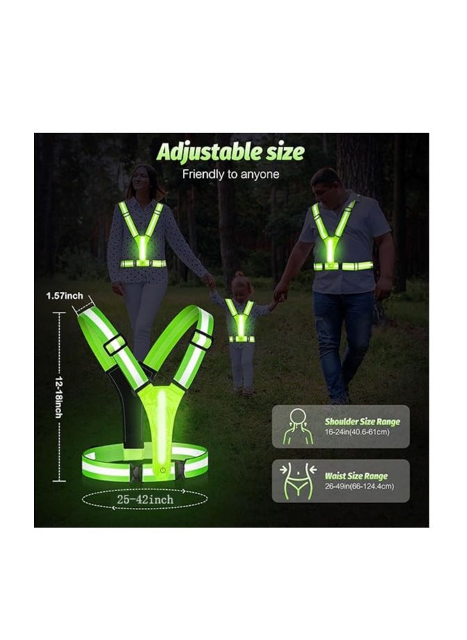 Beauenty - LED Reflective Running Vest - light up Running vest with 3 Light Mode, Reflective Vest u0026 Running Lights for Runners, Rechargeable Night Running Gear - Reflective Belt Safety Vest for Women Men - Image 1