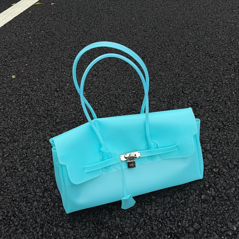 Jellyfirkin Kelly Bag Korean Horizontal TPU Jelly Crossbody Bag Waterproof Beach Bag for Women - Image 4