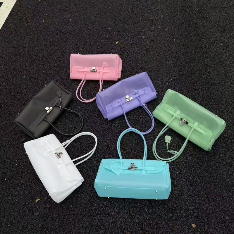 Jellyfirkin Kelly Bag Korean Horizontal TPU Jelly Crossbody Bag Waterproof Beach Bag for Women - Image 2