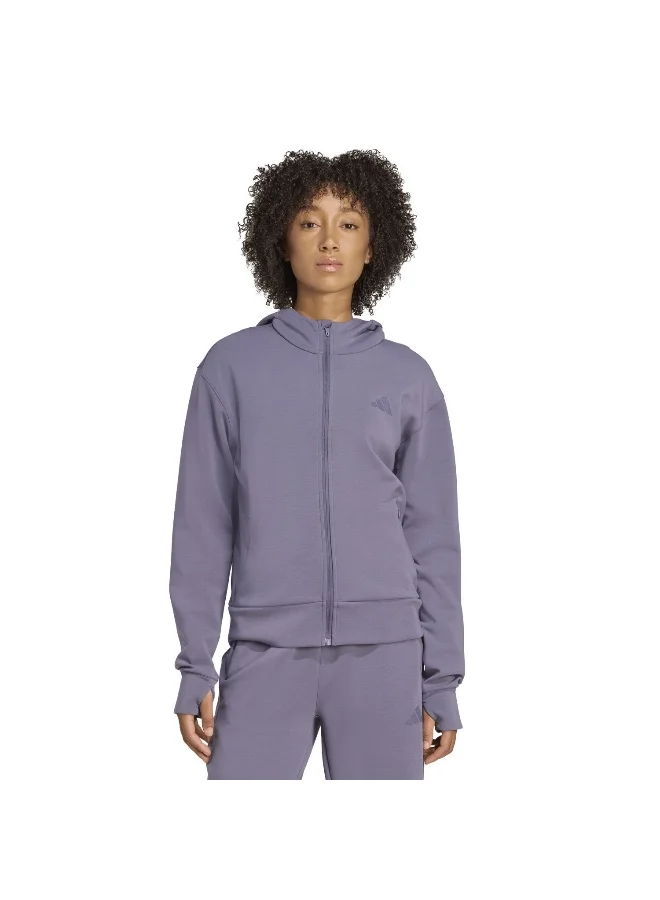 Adidas Adidas D4T Fz Hoodie Purple Hooded Sweat Sweatshirts For Women