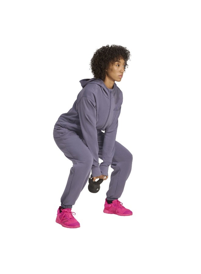 Adidas Adidas D4T Fz Hoodie Purple Hooded Sweat Sweatshirts For Women - Image 4