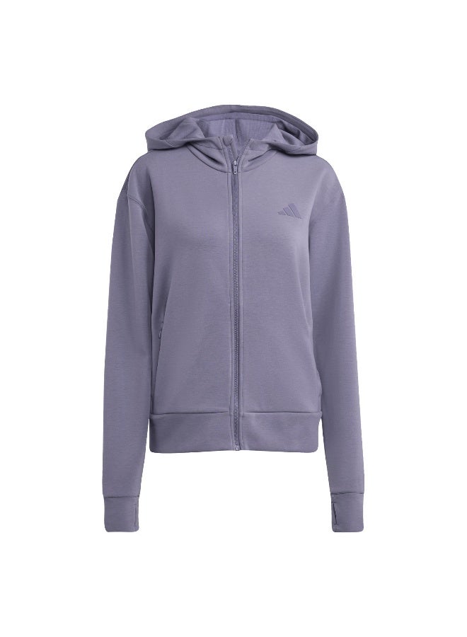 Adidas Adidas D4T Fz Hoodie Purple Hooded Sweat Sweatshirts For Women - Image 1