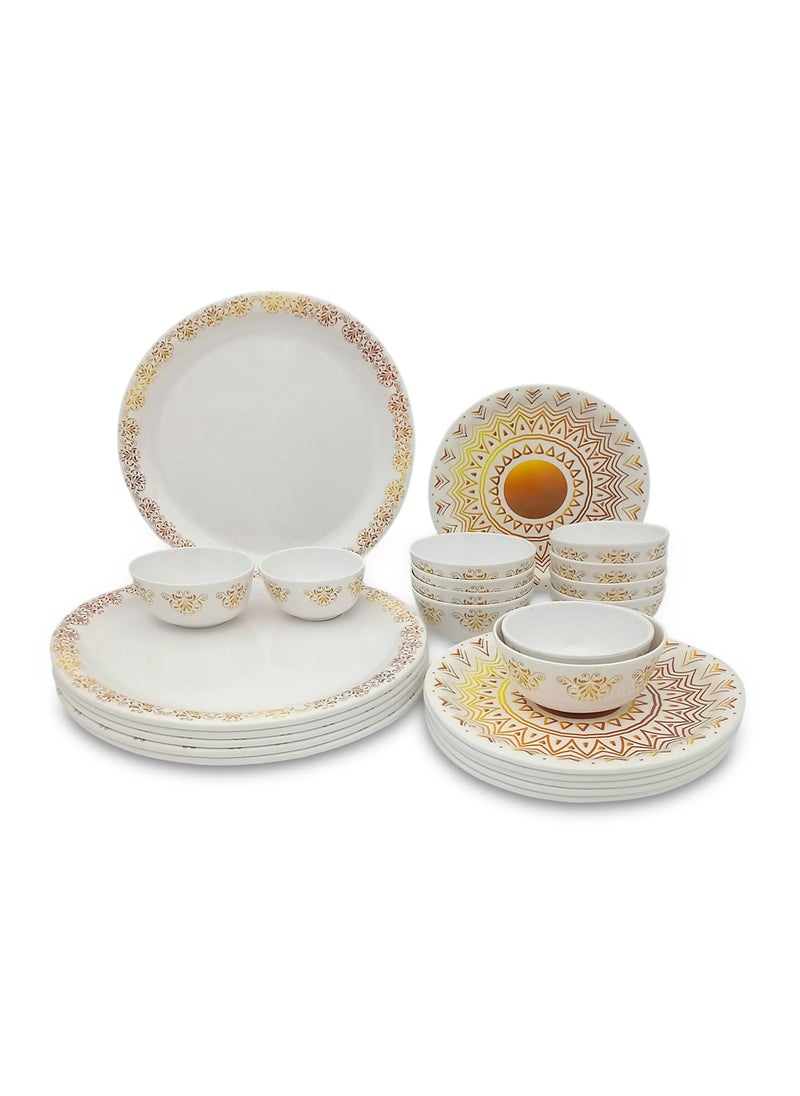 Superware SUPERWARE | Food Grade Melamine | Dinner Set - The Sun (24 pcs.) | Dinnerware, Tableware, Stain Free, Glazed Finish  - Image 1
