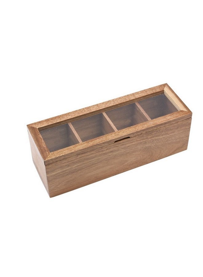 Bien Servi 4-Grid High Quality Wooden Tea Box Brown 26.5 x 9 cm BB02326A 