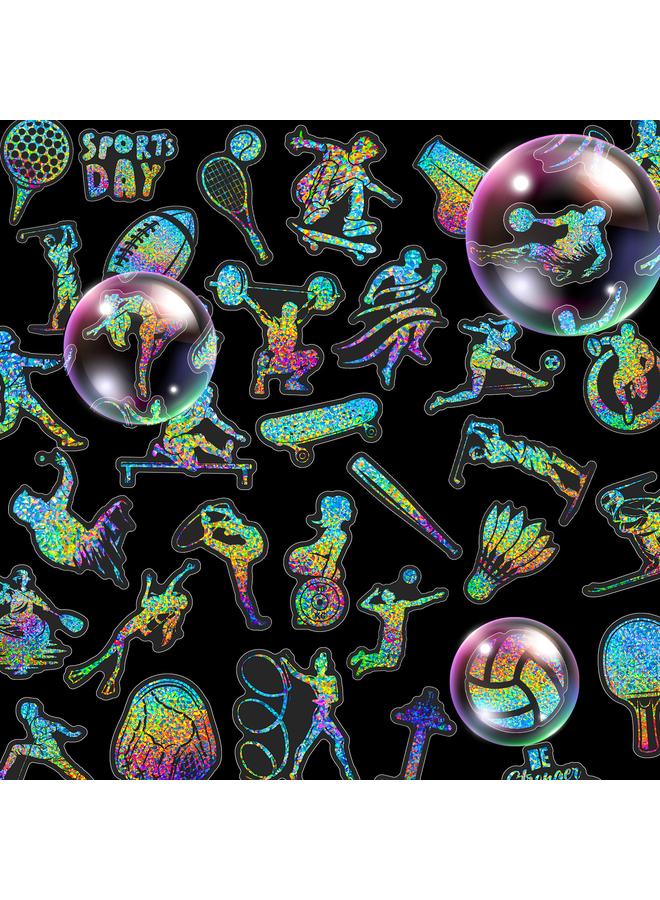 Bluejw Sell 50 Happy Sports Laser Decoration Sticker Sports Wind Healthy Decoration Dazzling Laser Transparent - Image 1