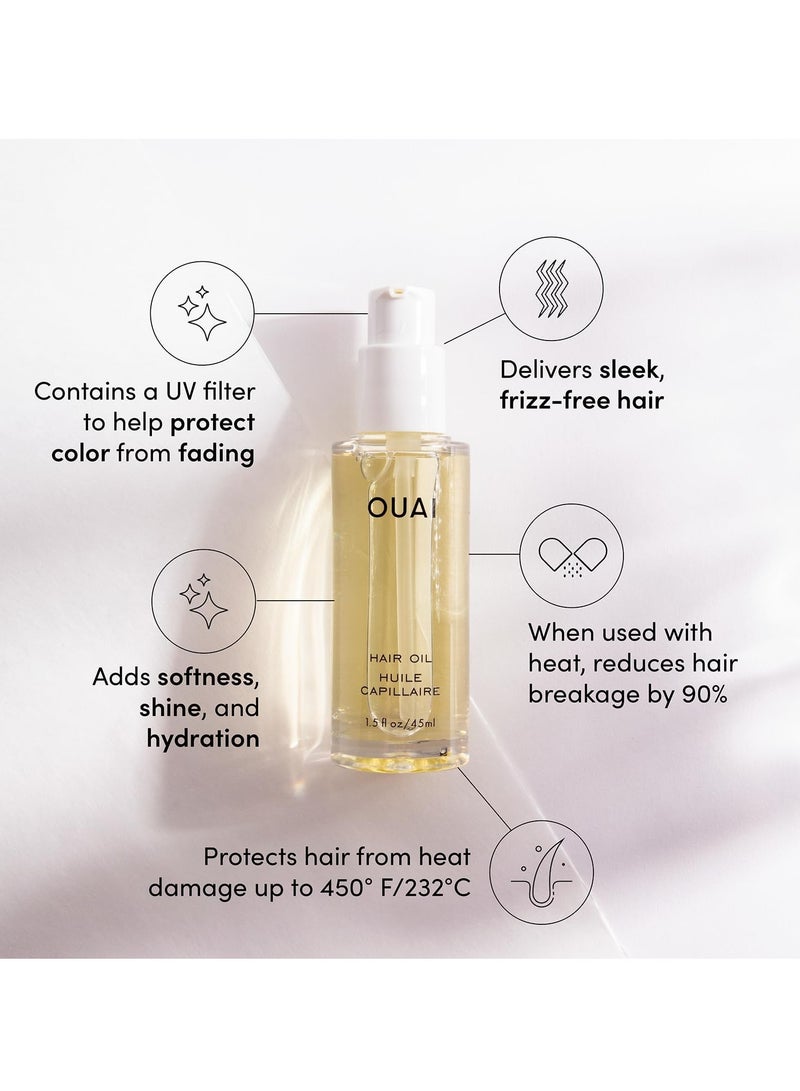 OUAI Hair Oil - Hair Heat Protectant Oil for Frizz Control - Adds Hair Shine and Smooths Split Ends - Color Safe Formula - Paraben, Phthalate and Sulfate Free - Image 2