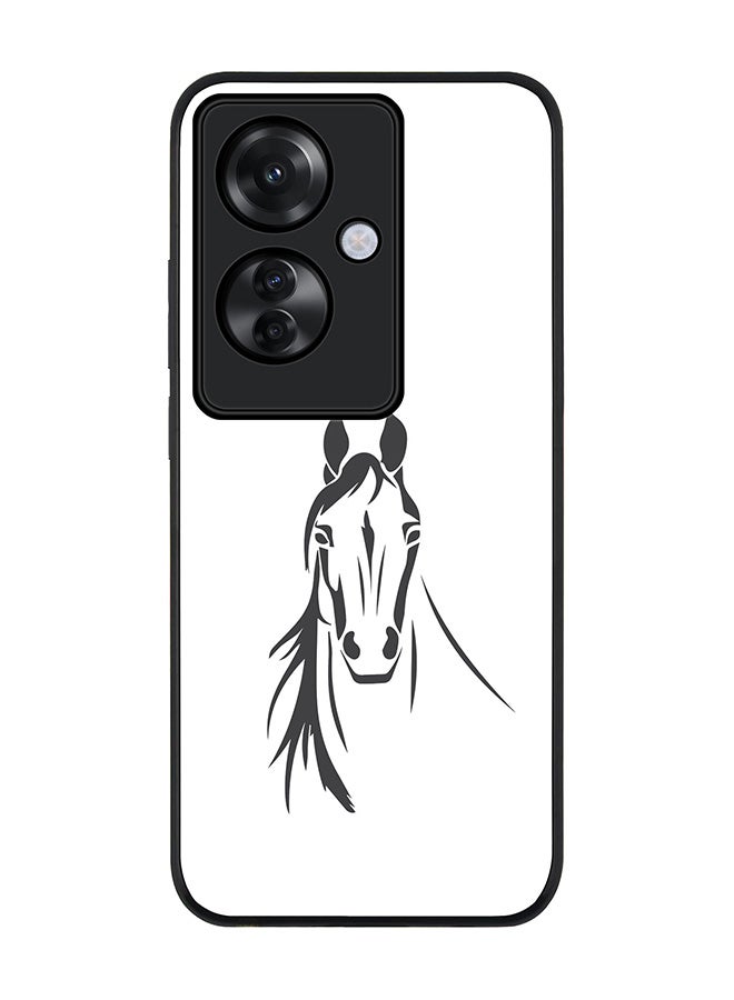 Stylizedd Rugged Black edge case for Oppo Reno11 F / Oppo F25 Pro 5G, Slim fit Soft Case Flexible Rubber Edges Anti Drop TPU Gel Thin Cover -  Arabian Stallion - Image 1