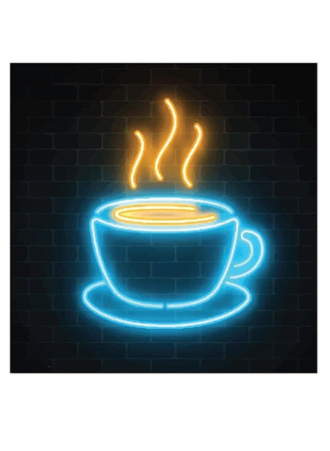 RYN Coffee By Neon Themed Wall Art Black/Yellow/Blue 30x30cm - Image 2