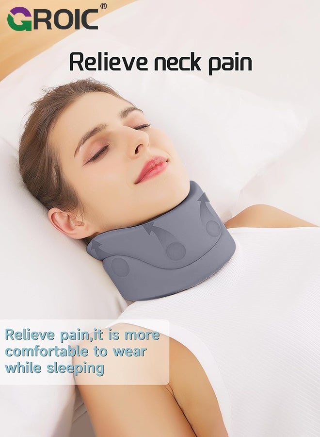 GROIC Neck Brace for Neck Pain and Support for Women,Men-Cervical Collar-Vertebrae Whiplash Wrap for Posture,Sleeping-Spinal Support and Spine Pressure-Soft Neck Brace for Pinched Nerve (Grey, Medium(14-17 Inch) - Image 5