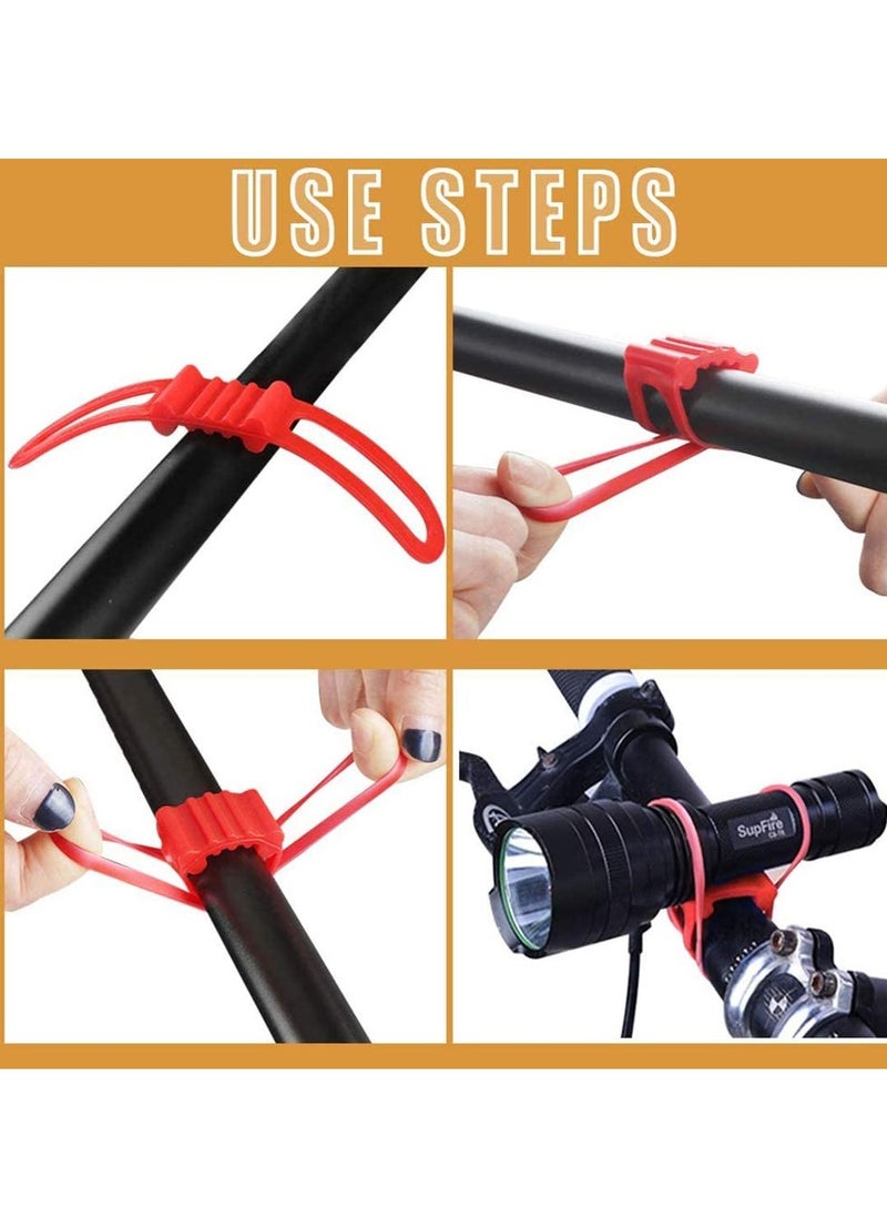 SYOSI - 16PCS MTB Bicycle Silicone Band Bike Flashlight Holder strap, Universal Flash Light Phone, Led Rubber Elastic Strips Handle Lock blocks, Bandage Clip Belt Ribbon Mount - Image 1