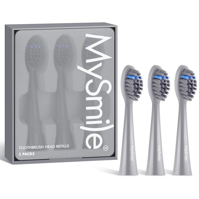 MySmile DY156 Electric Toothbrush Replacement Heads Compatible for MySmile DY156 Sonic Toothbrush 3 Packs Gray - Image 2