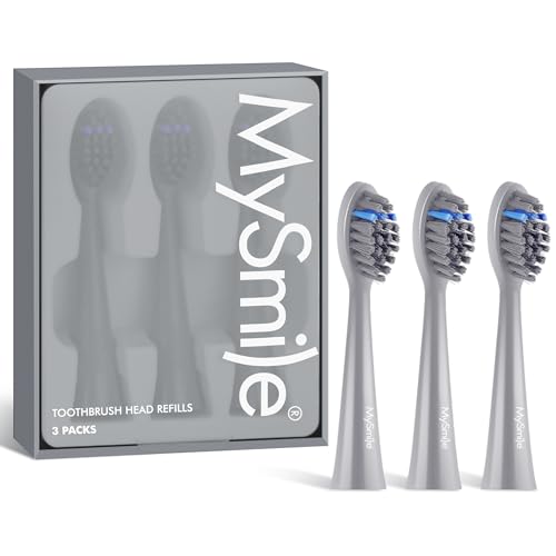 MySmile DY156 Electric Toothbrush Replacement Heads Compatible for MySmile DY156 Sonic Toothbrush 3 Packs Gray - Image 1