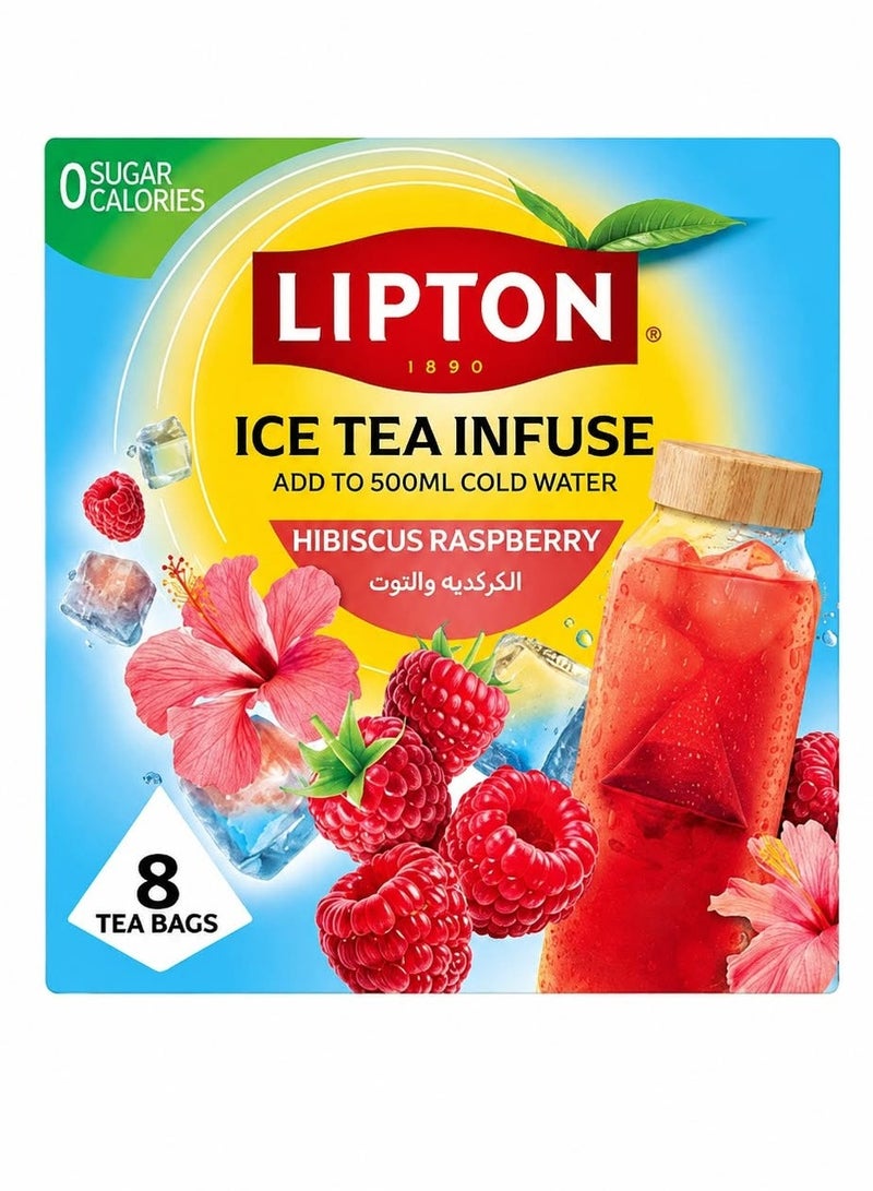 Lipton Ice Tea Infuse Hibiscus Raspberry - 8 Enveloped Teabags (8x3.5g) | 0 Sugar & Calories - Image 1