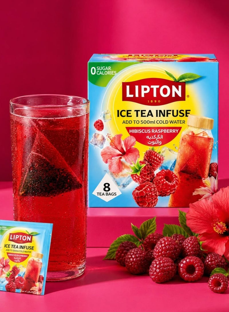 Lipton Ice Tea Infuse Hibiscus Raspberry - 8 Enveloped Teabags (8x3.5g) | 0 Sugar & Calories - Image 2