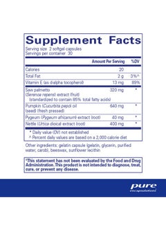 Pure Encapsulations Saw Palmetto Plus  With Nettle Root Extract To Support Urinary Function  60 Softgel Capsules  - Image 2