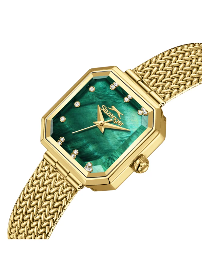 سلازنجر ساعة يد نسائية بشبكة تناظرية