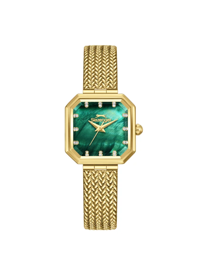 سلازنجر ساعة يد نسائية بشبكة تناظرية