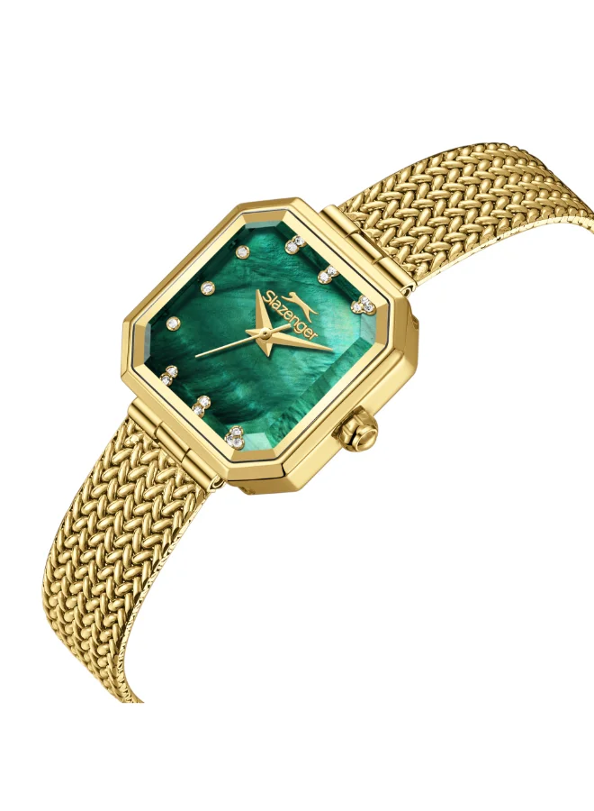 سلازنجر ساعة يد نسائية بشبكة تناظرية