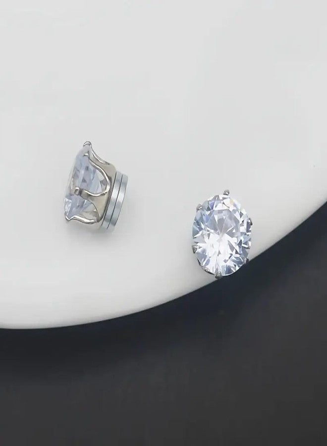ASSU 1 Pairs Stainless Steel Clip-On Earrings Set, Synthetic Zirconia Studs, Non-Pierced Body Jewelry Simple Fashion Available For Men And Women Can Be Used As A Valentine'S Day Gift - Image 4