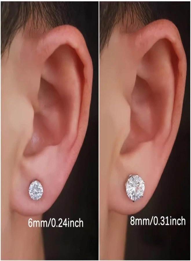 ASSU 1 Pairs Stainless Steel Clip-On Earrings Set, Synthetic Zirconia Studs, Non-Pierced Body Jewelry Simple Fashion Available For Men And Women Can Be Used As A Valentine'S Day Gift - Image 2