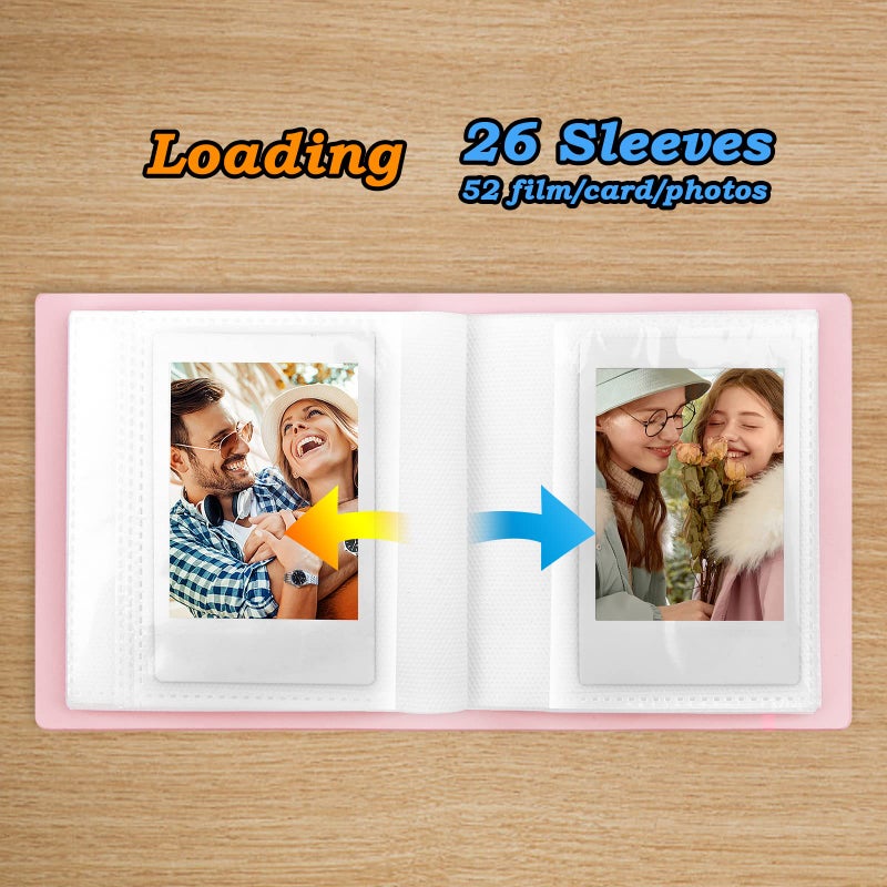 Ruibytree 52 Pockets Small Photo Album 2x3 for Fujifilm Instax Mini Series Instant Film Photos, PU Leather Cover Portable Album for Polaroid Hi-Print Pictures (Pink, 1 Pack) - Image 5