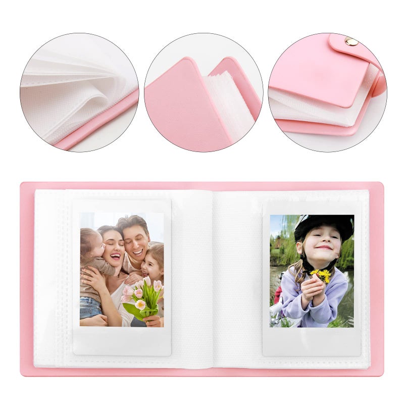 Ruibytree 52 Pockets Small Photo Album 2x3 for Fujifilm Instax Mini Series Instant Film Photos, PU Leather Cover Portable Album for Polaroid Hi-Print Pictures (Pink, 1 Pack) - Image 3