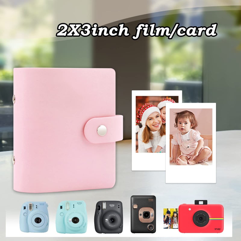 Ruibytree 52 Pockets Small Photo Album 2x3 for Fujifilm Instax Mini Series Instant Film Photos, PU Leather Cover Portable Album for Polaroid Hi-Print Pictures (Pink, 1 Pack) - Image 2