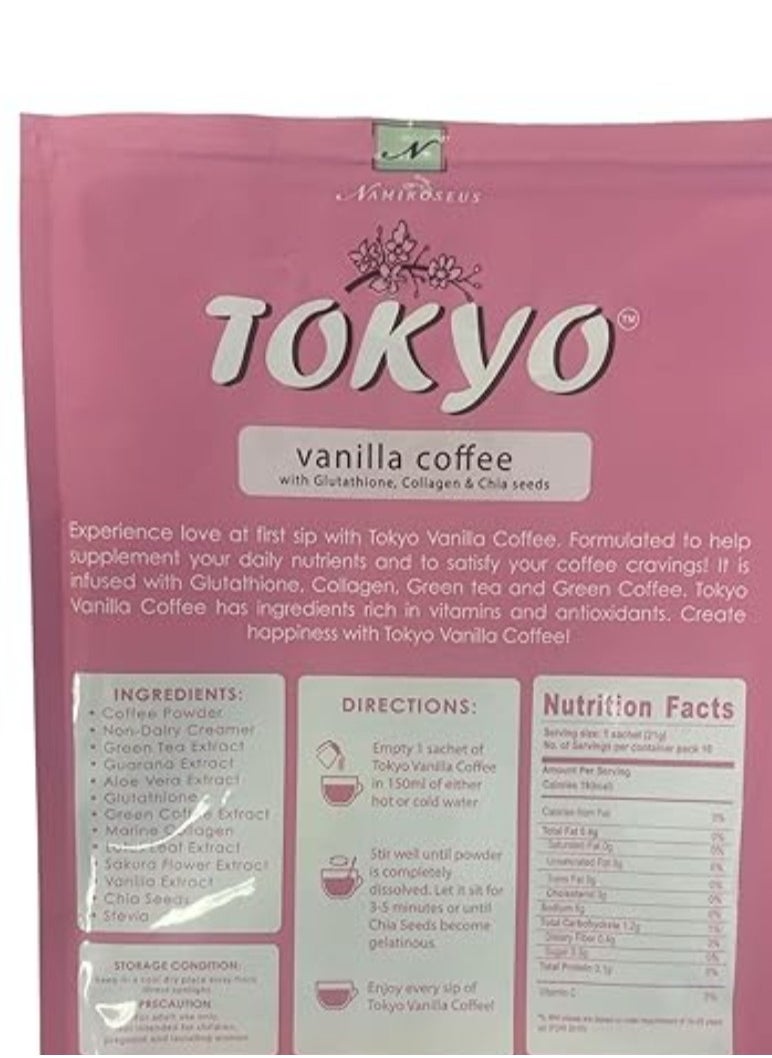 NAMIROSEUS Tokyo Vanilla Coffee With Glutathione, Collagen and Chia Seeds 3 Pack  - Image 3