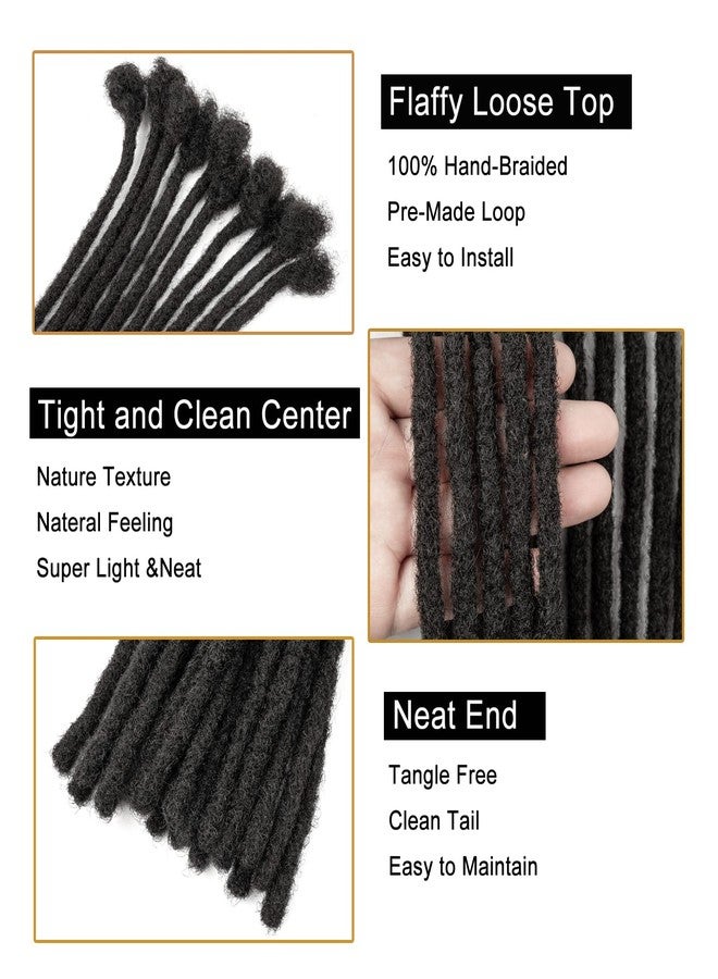 Alishow 100% Real Human Hair Dreadlock Extensions for Women/Men/Kids 8 inch 0.6cm Thickness 20 Strands Full Handmade Permanent Dread Locs Extensions Human Hair(#1B Natural Black) - Image 3