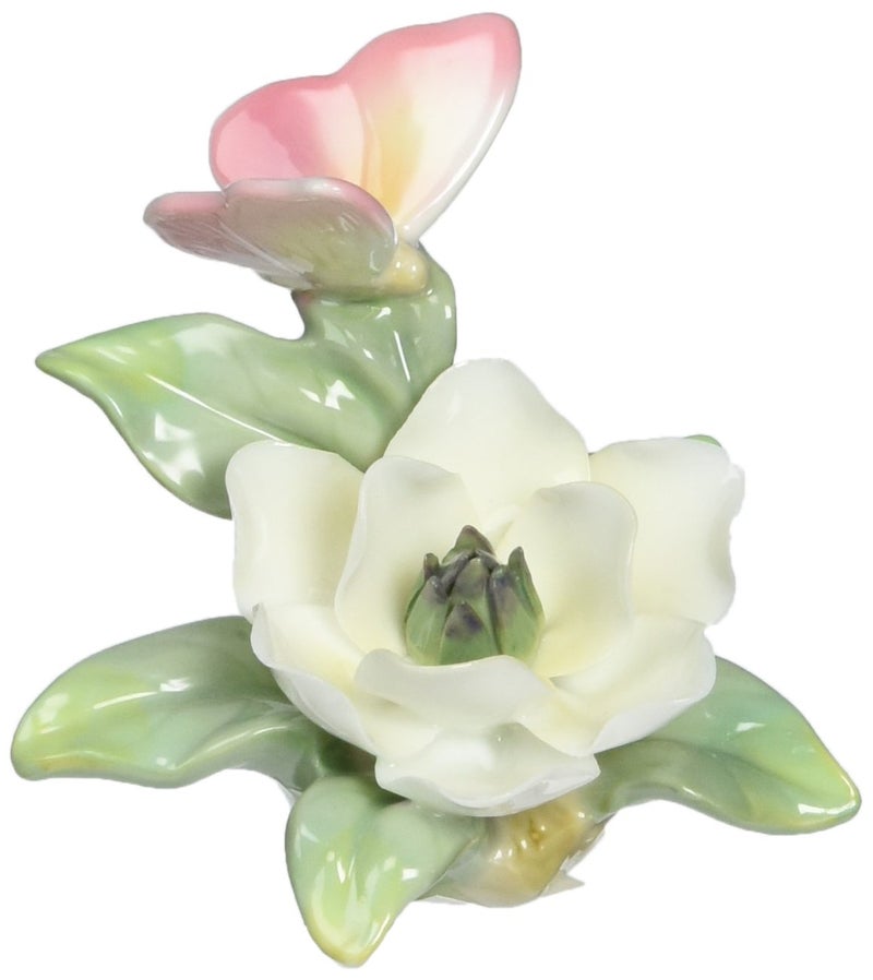 Cosmos 96446 Fine Porcelain Mini Butterfly on Flower Figurine 3Inch White