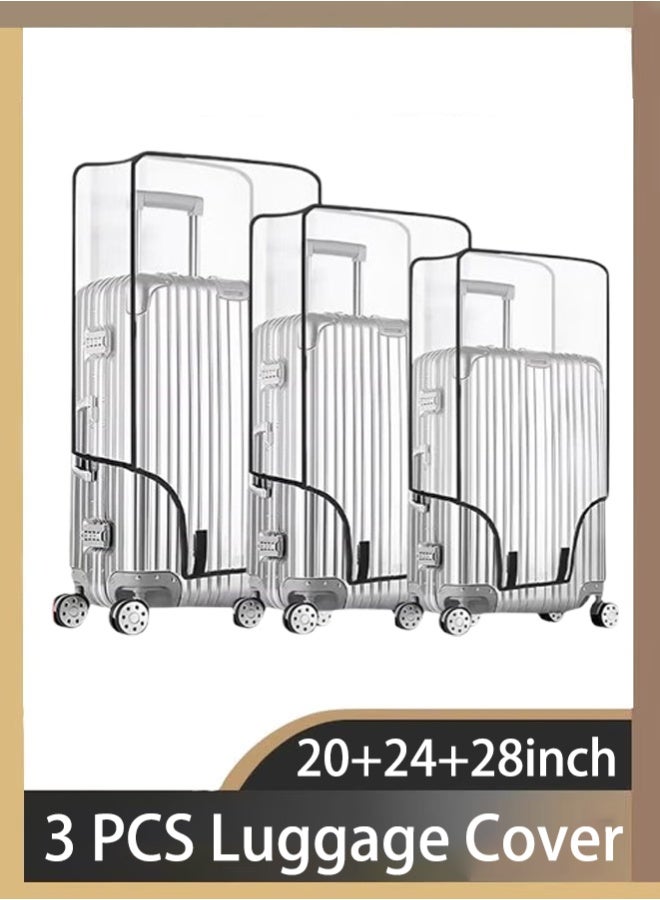 Luggage Cover,3 Pieces Clear PVC Suitcase Covers Protector For Tsa Approved,Suitcase Cover Set For 20 24 28 Inch Luggage - Image 1