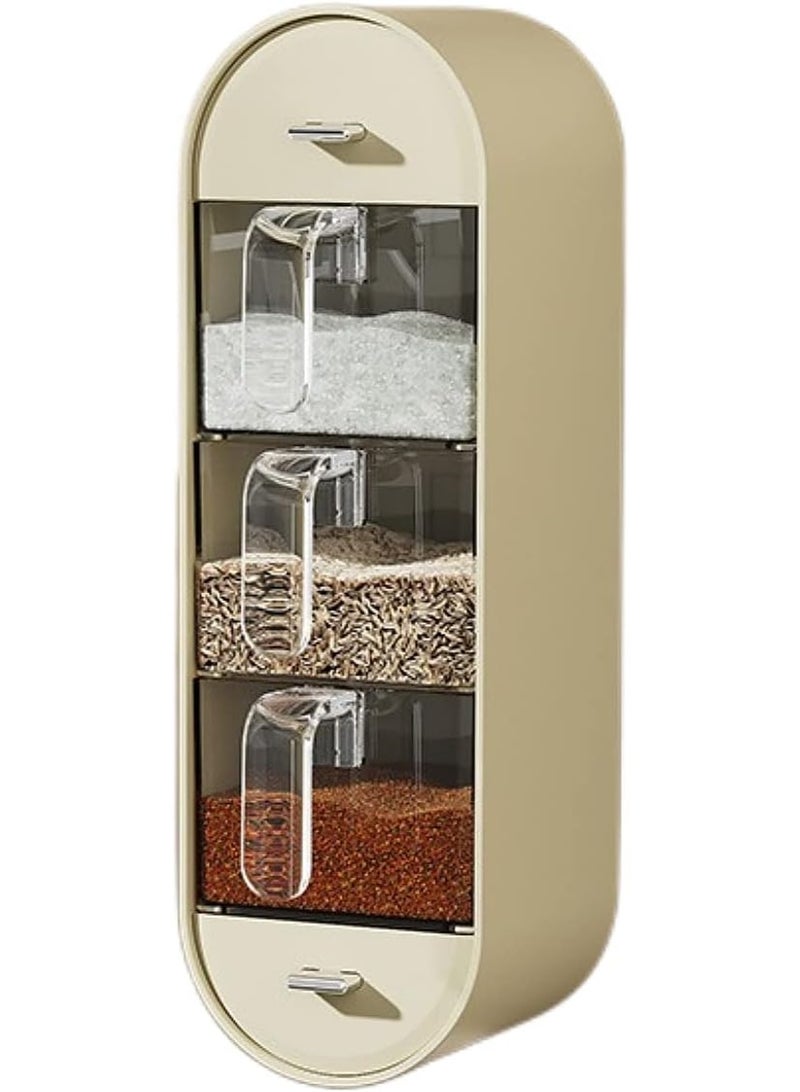 DUNISO Seasoning Box，Wall Mount Seasoning Organizer Box with Handle and Spoon，Wall-Mounted Spice Jar with 5-grid，Easy to Clean，for Kitchen, Counter, Food Storage - Image 2