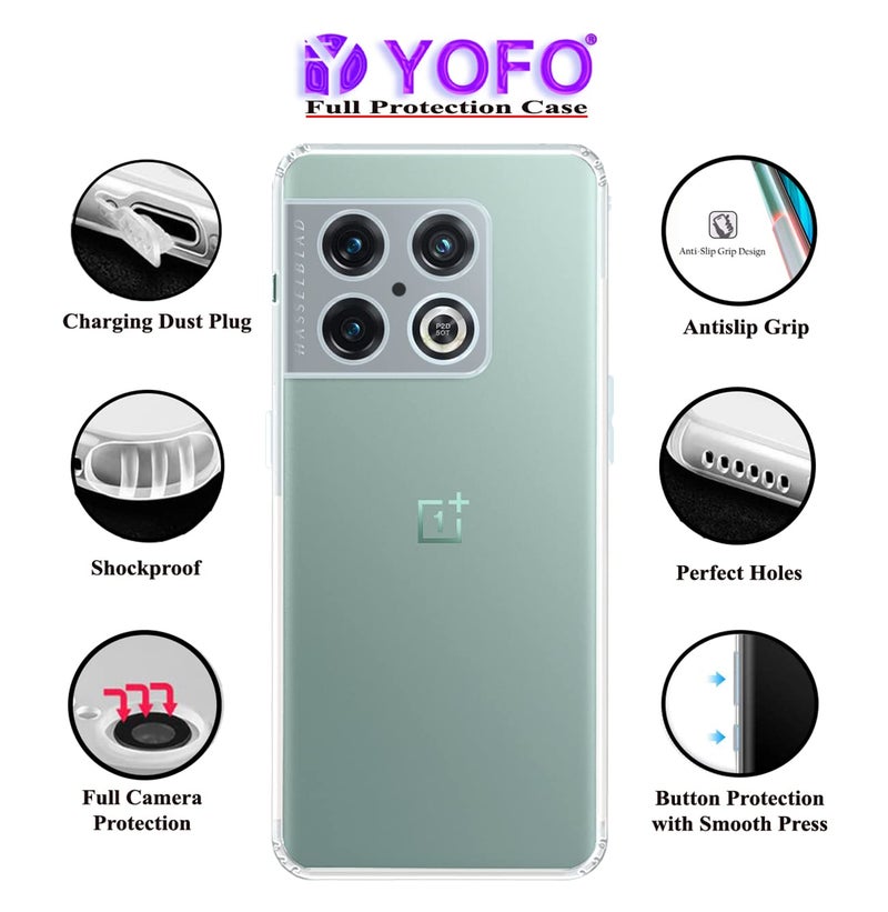 YOFO Back Cover for OnePlus 10 Pro (5G) (Flexible|Silicone|Transparent|Dust Plug|Camera Protection) - Image 2