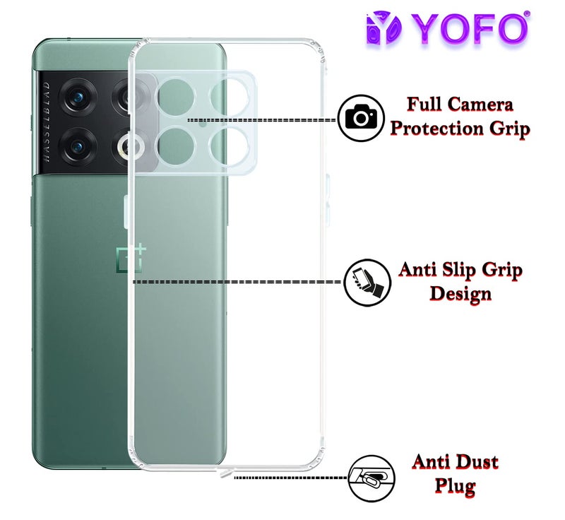 YOFO Back Cover for OnePlus 10 Pro (5G) (Flexible|Silicone|Transparent|Dust Plug|Camera Protection) - Image 3