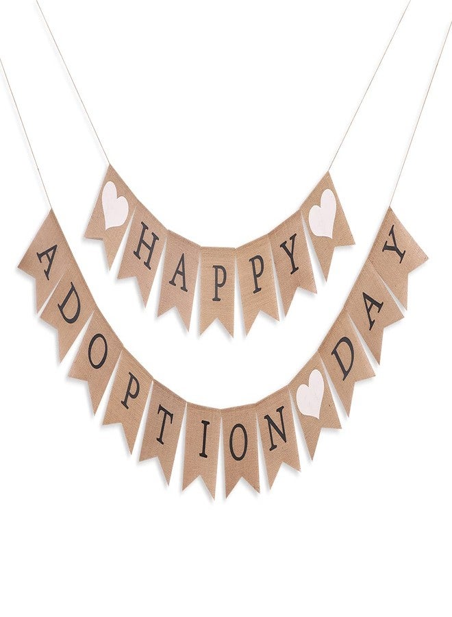 WAWOO Happy Adoption Day Burlap Banner - Gotcha Day Decorations, Pet Party, Dog Birthday, Cat Rescue, Welcome Pet Decoration - Image 1