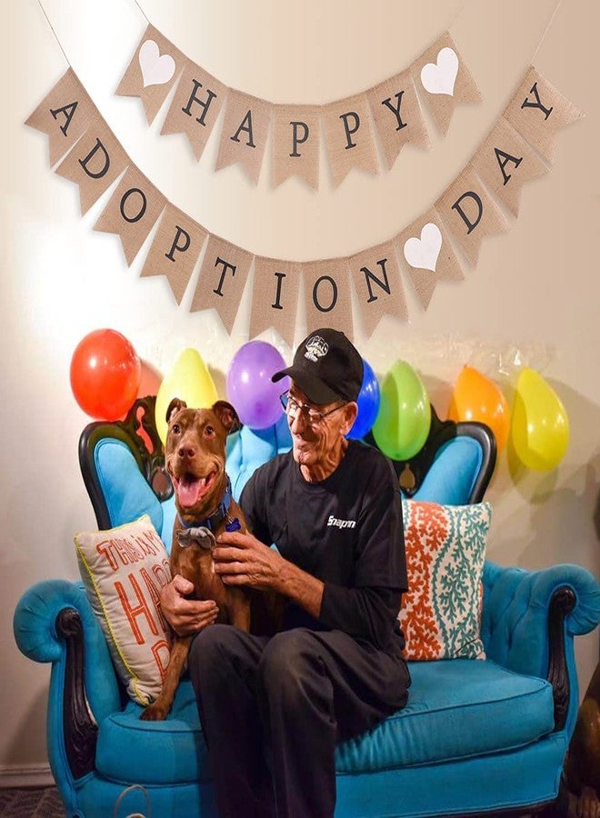 WAWOO Happy Adoption Day Burlap Banner - Gotcha Day Decorations, Pet Party, Dog Birthday, Cat Rescue, Welcome Pet Decoration - Image 3