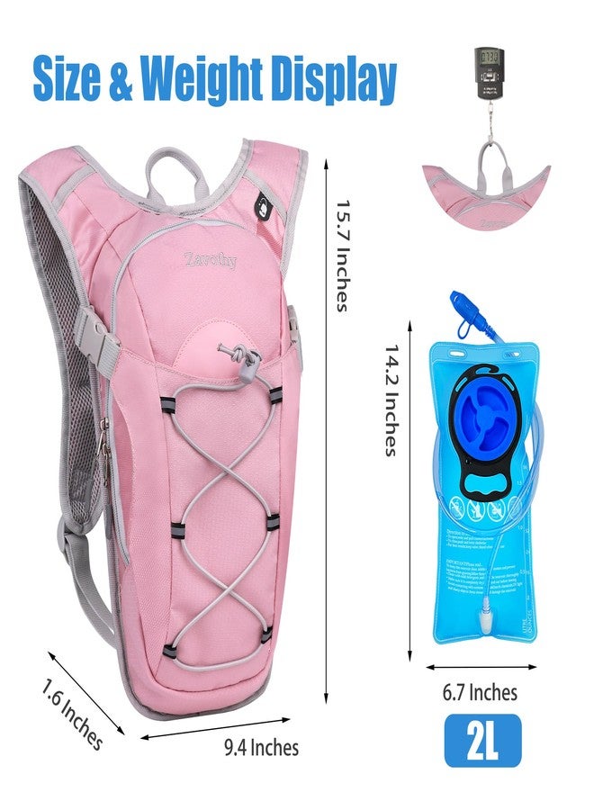 Zavothy Lightweight Hydration Backpack with 2L Water Bladder Water Backpack Hydration Pack for Cycling Running Biking Hiking Backpack Pink - Image 2