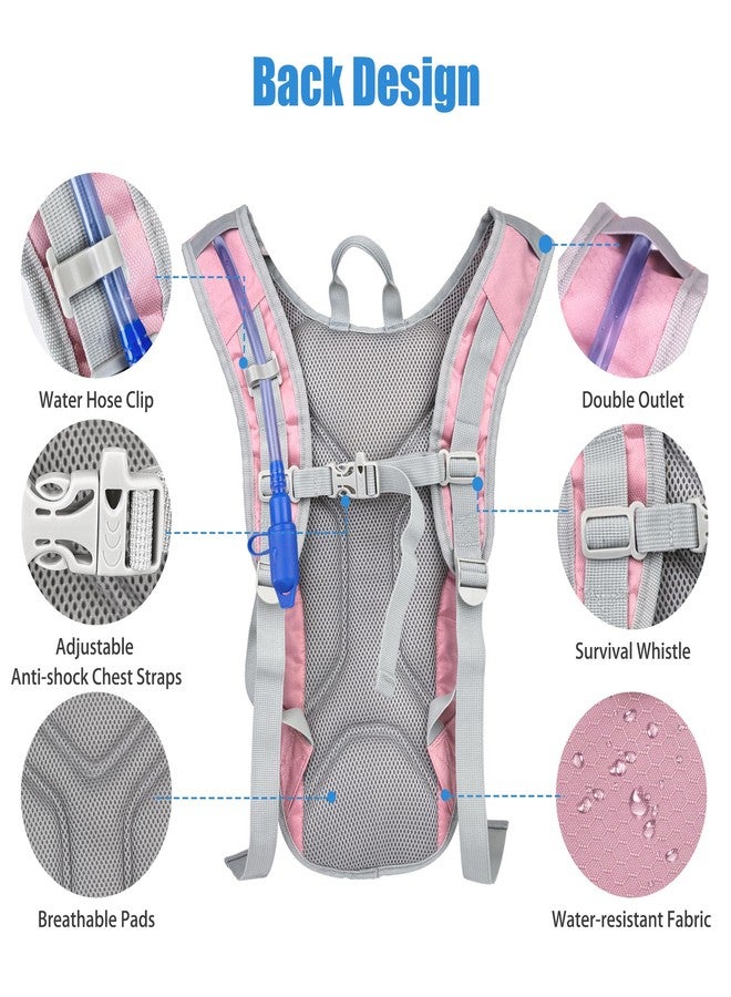 Zavothy Lightweight Hydration Backpack with 2L Water Bladder Water Backpack Hydration Pack for Cycling Running Biking Hiking Backpack Pink - Image 3